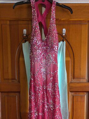 GUC Adrianna Papell Pink Sequin Gown Size 10